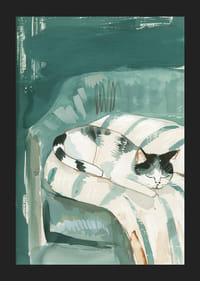 Un poster di un gatto addormentato su una morbida poltrona, che diffonde un'atmosfera calma e accogliente nella tua casa-5