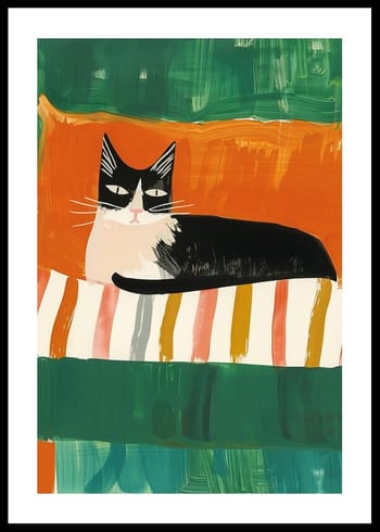 Poster Cat On Colorful Stripes