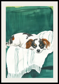 Un poster cu un cățeluș adormit pe o pătură moale-2