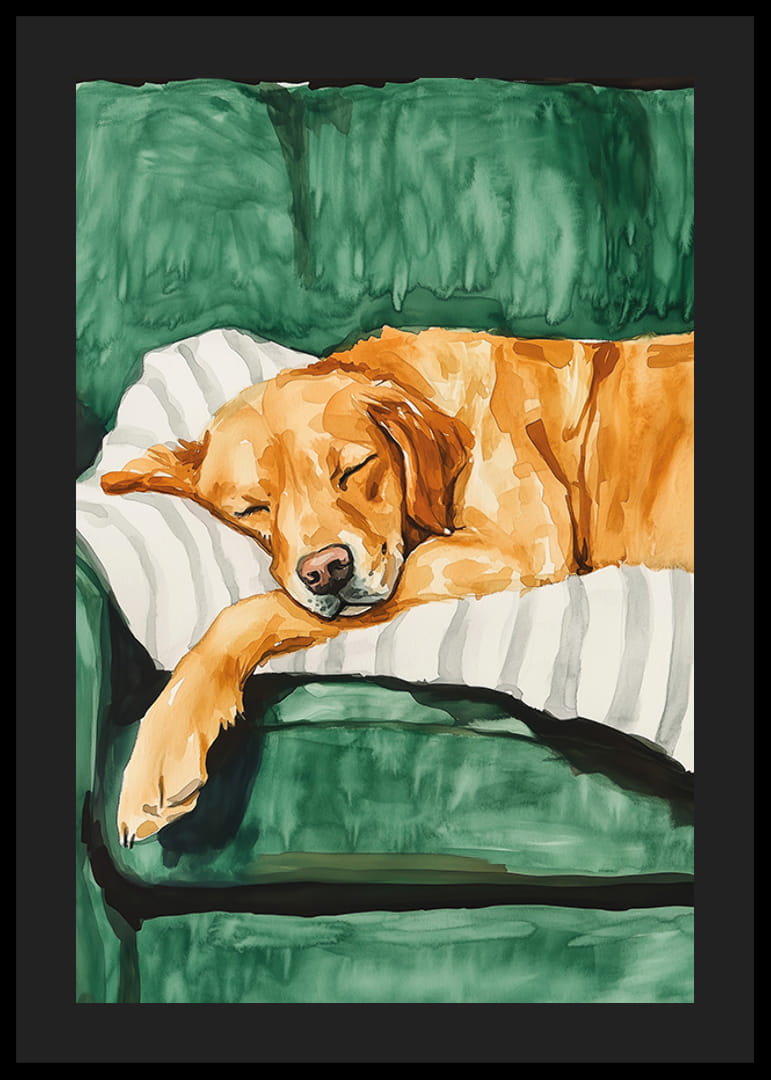 Een poster van een slapende golden retriever-12