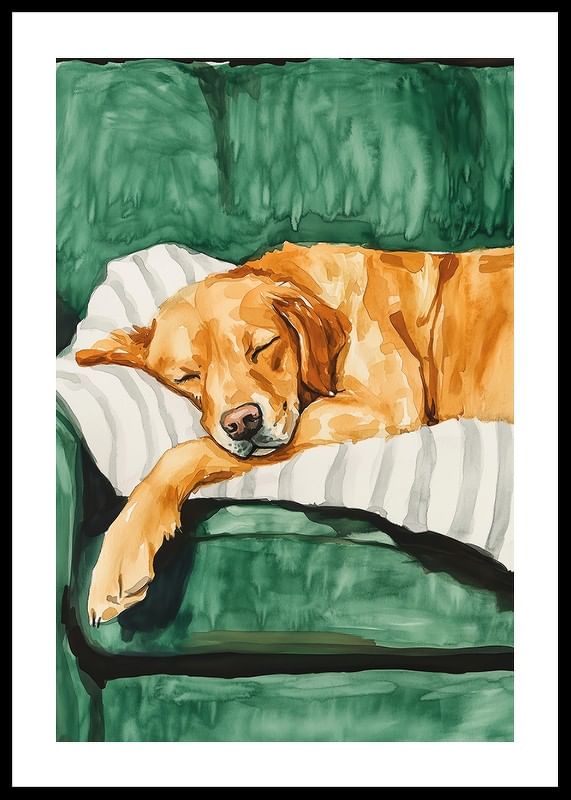 Un poster cu un golden retriever adormit-12