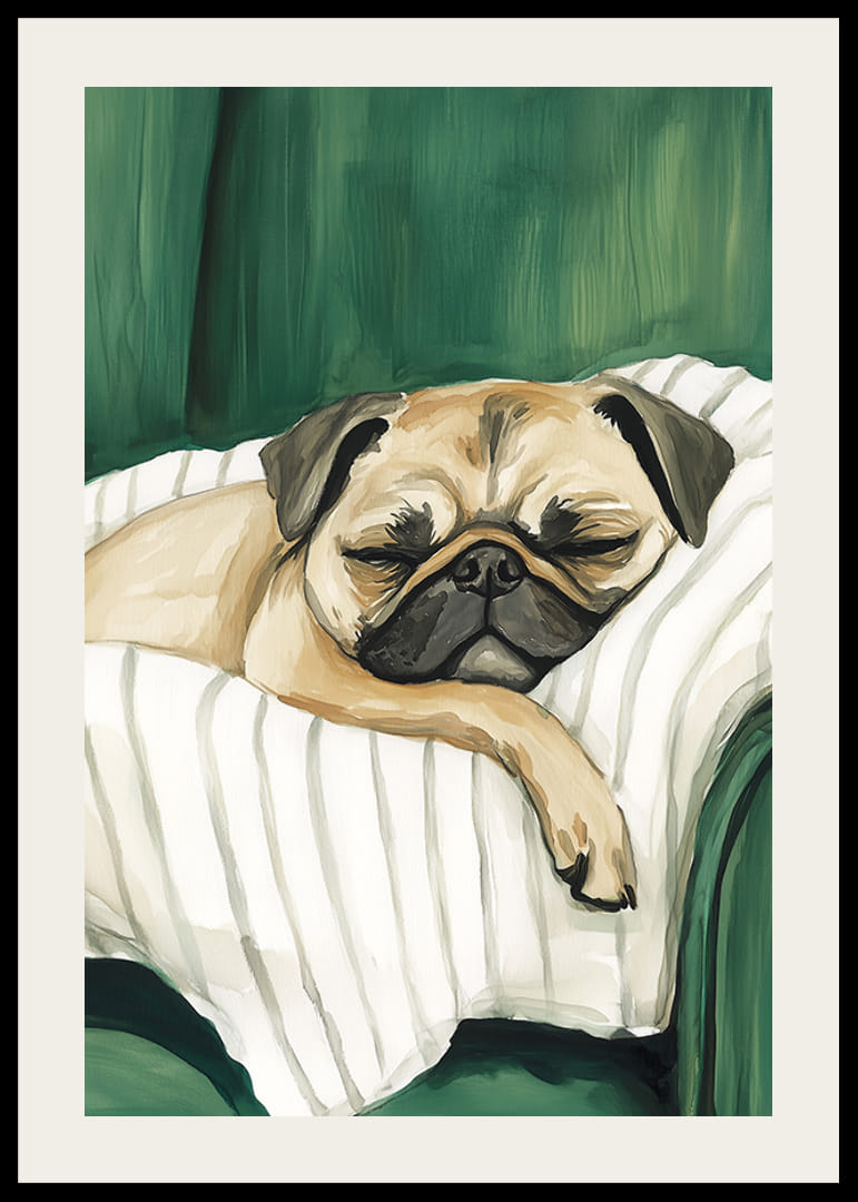 A poster of a sleeping pug that spreads warmth and calm in your home-12