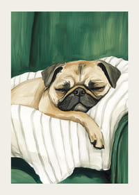 A poster of a sleeping pug that spreads warmth and calm in your home-3