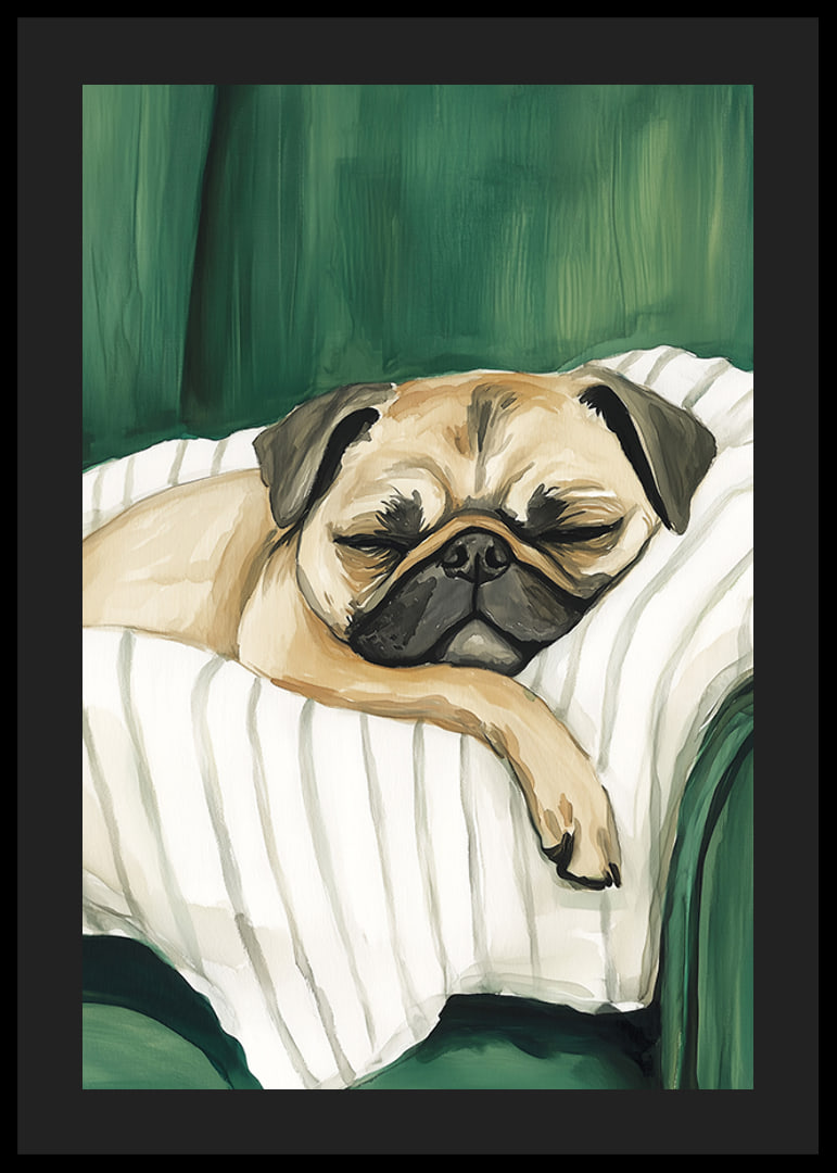 A poster of a sleeping pug that spreads warmth and calm in your home-12