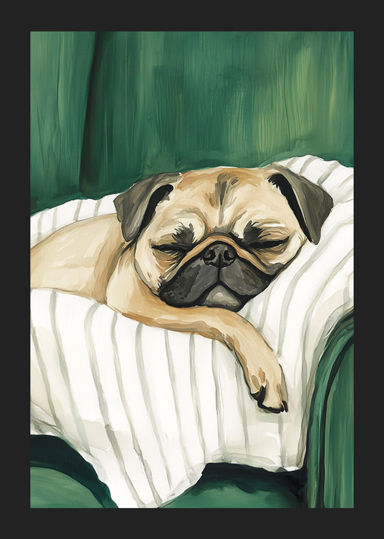A poster of a sleeping pug that spreads warmth and calm in your home-12