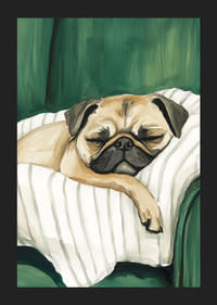 A poster of a sleeping pug that spreads warmth and calm in your home-5
