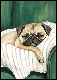 A poster of a sleeping pug that spreads warmth and calm in your home-6