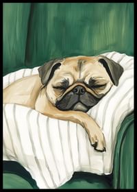 A poster of a sleeping pug that spreads warmth and calm in your home-2