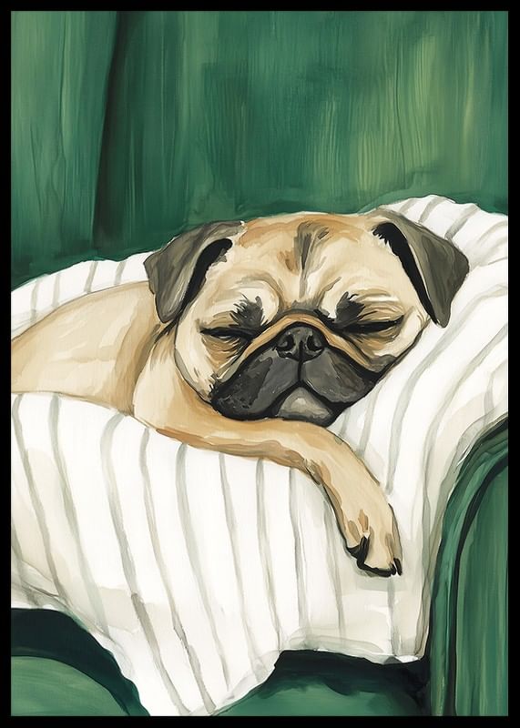A poster of a sleeping pug that spreads warmth and calm in your home-12