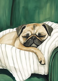 A poster of a sleeping pug that spreads warmth and calm in your home-7
