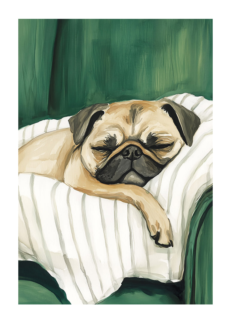 A poster of a sleeping pug that spreads warmth and calm in your home-12