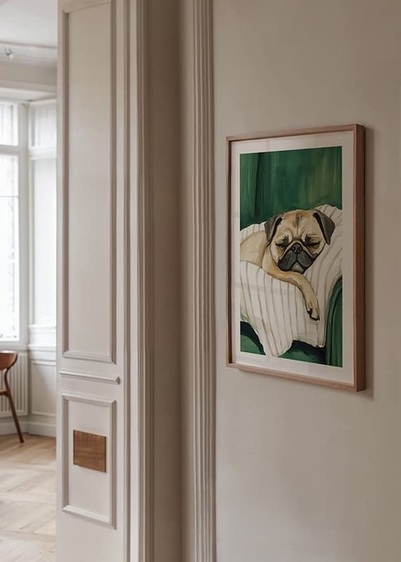 A poster of a sleeping pug that spreads warmth and calm in your home-12
