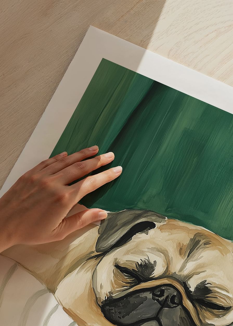 A poster of a sleeping pug that spreads warmth and calm in your home-12