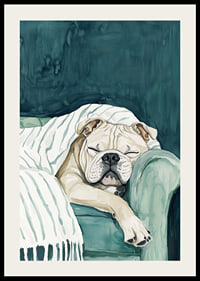 En mysig poster av en sovande bulldogg-2