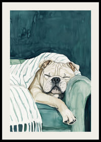 Un poster confortabil cu un buldog adormit-2
