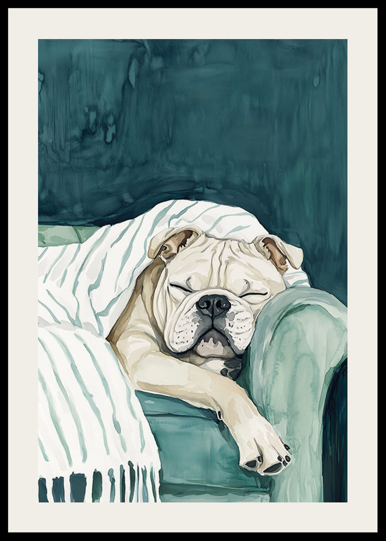 Un poster confortabil cu un buldog adormit-12
