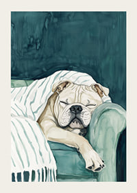 En mysig poster av en sovande bulldogg-3
