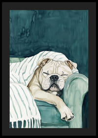 Un poster confortabil cu un buldog adormit-4