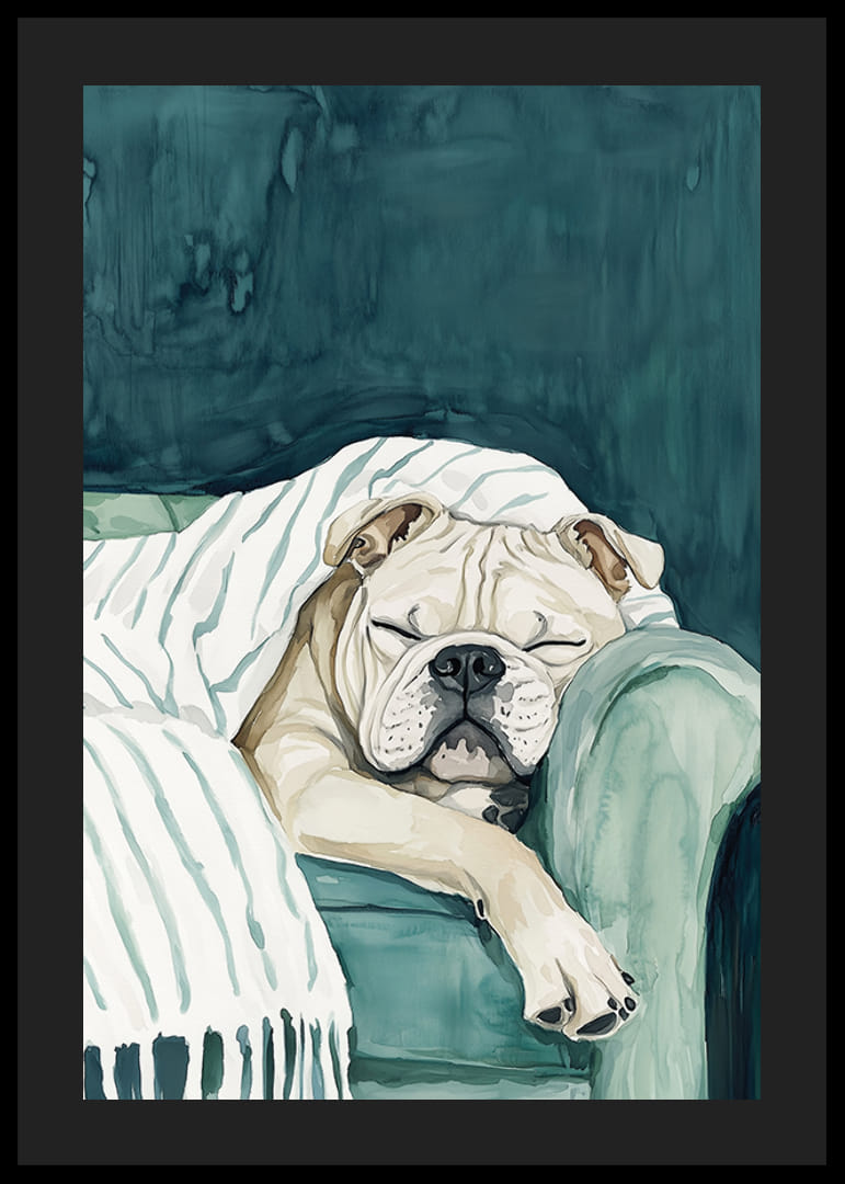 Un poster confortabil cu un buldog adormit-12