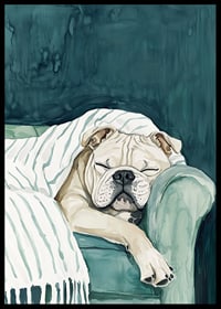 En mysig poster av en sovande bulldogg-6
