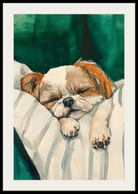 Een schattige poster van een slapende hond die vrede verspreidt-2