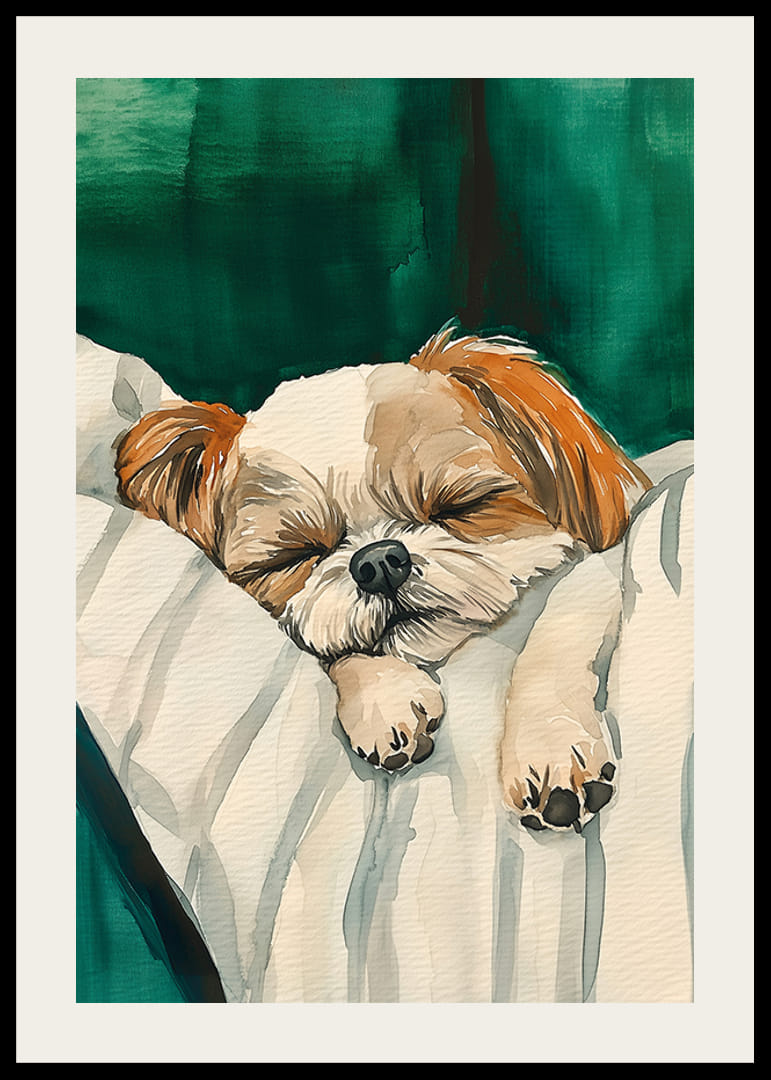 Een schattige poster van een slapende hond die vrede verspreidt-12