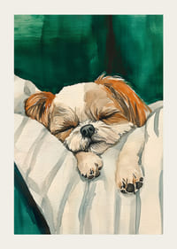 Een schattige poster van een slapende hond die vrede verspreidt-3