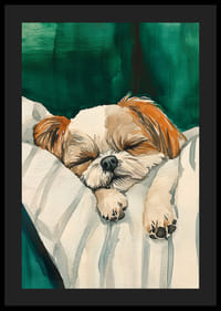 Een schattige poster van een slapende hond die vrede verspreidt-4