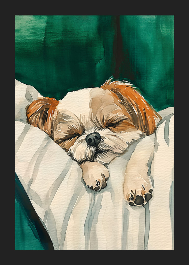 Een schattige poster van een slapende hond die vrede verspreidt-12