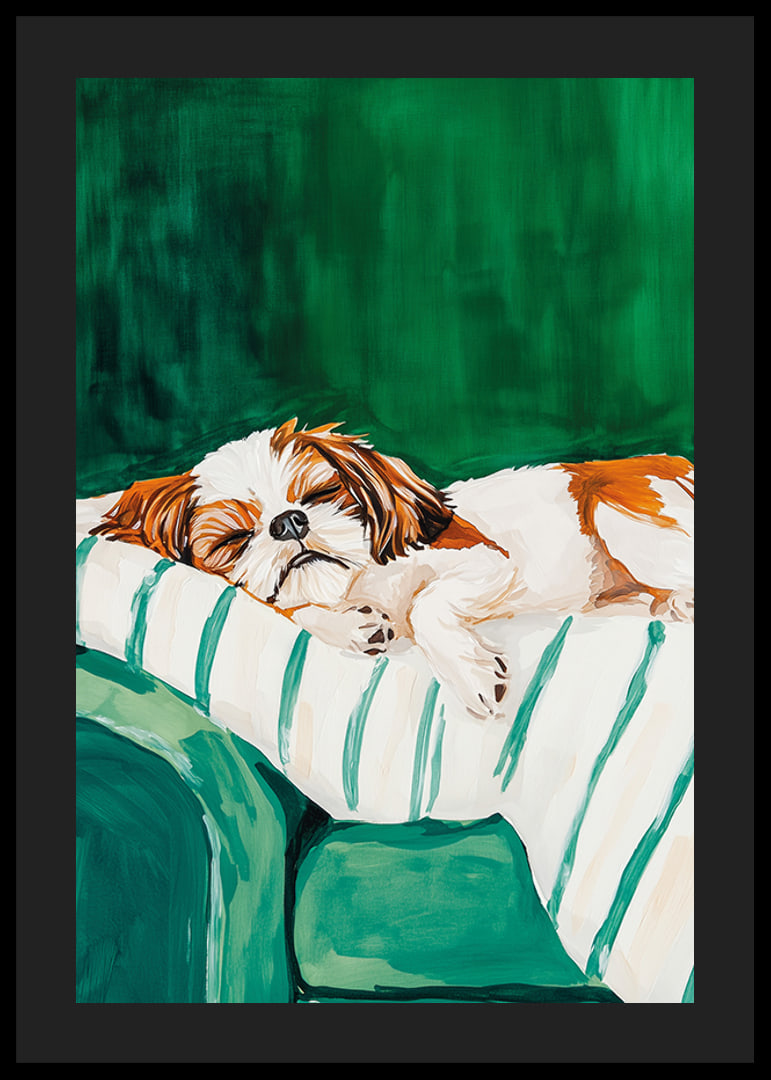 Une affiche d'un chien endormi qui répand la paix et le confort-12