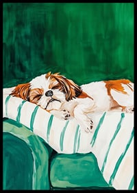 Une affiche d'un chien endormi qui répand la paix et le confort-6