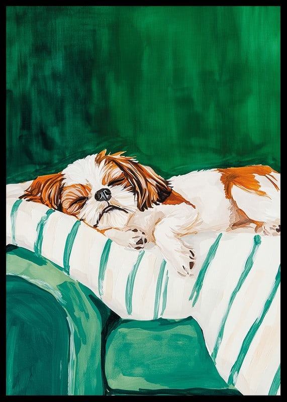 Une affiche d'un chien endormi qui répand la paix et le confort-12