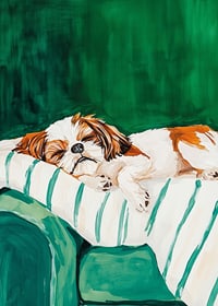 Une affiche d'un chien endormi qui répand la paix et le confort-7