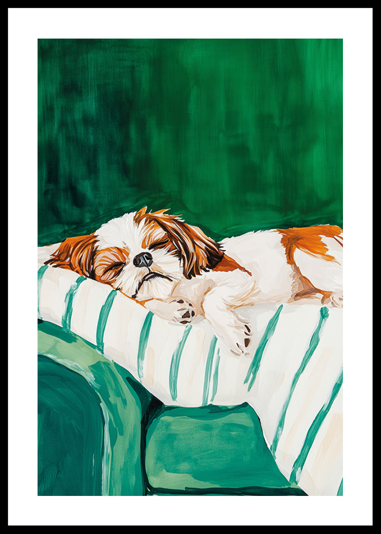Une affiche d'un chien endormi qui répand la paix et le confort-12