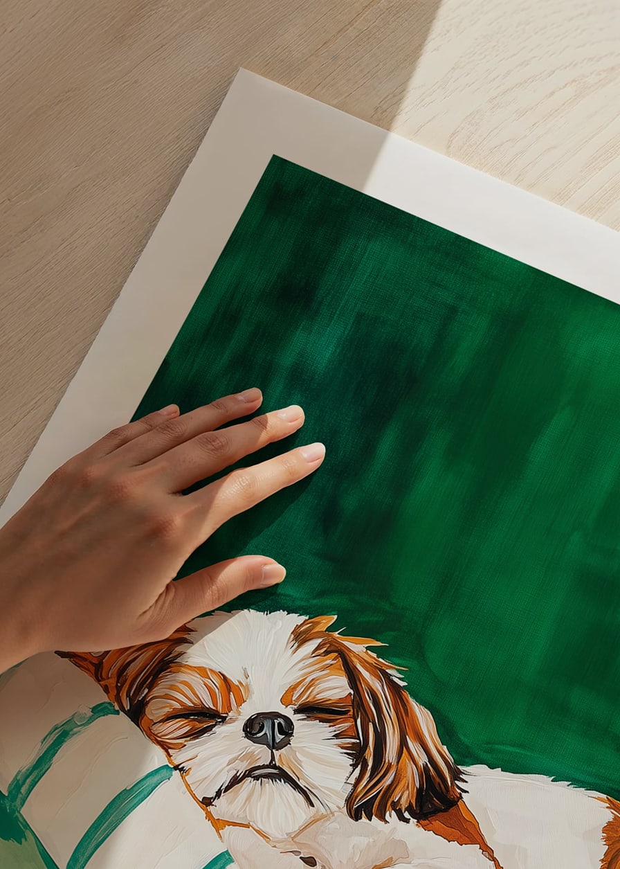 Une affiche d'un chien endormi qui répand la paix et le confort-12