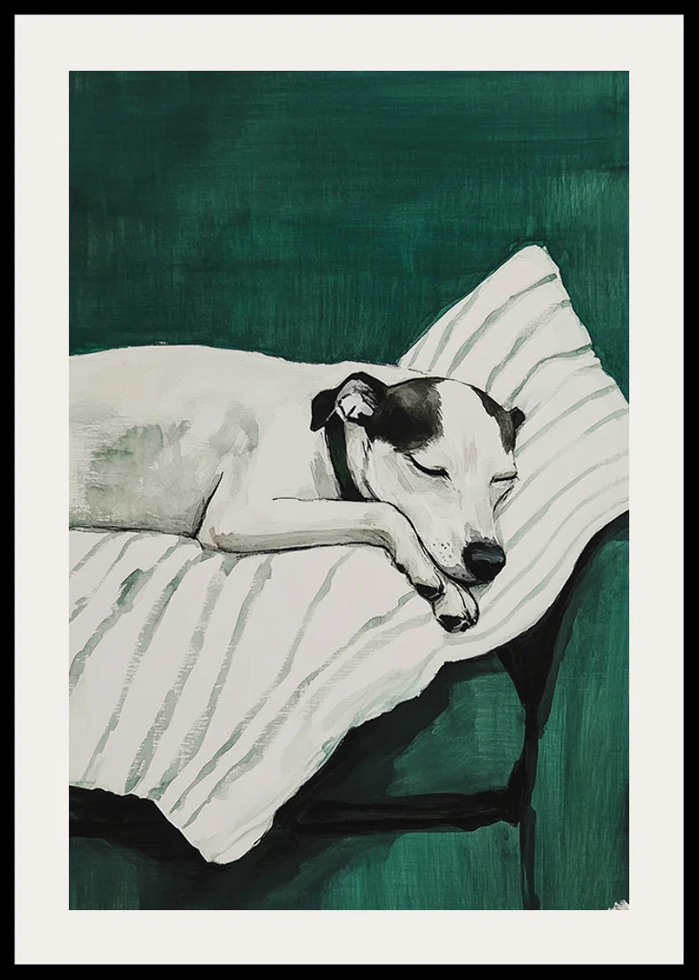 A stylish poster of a sleeping dog-12