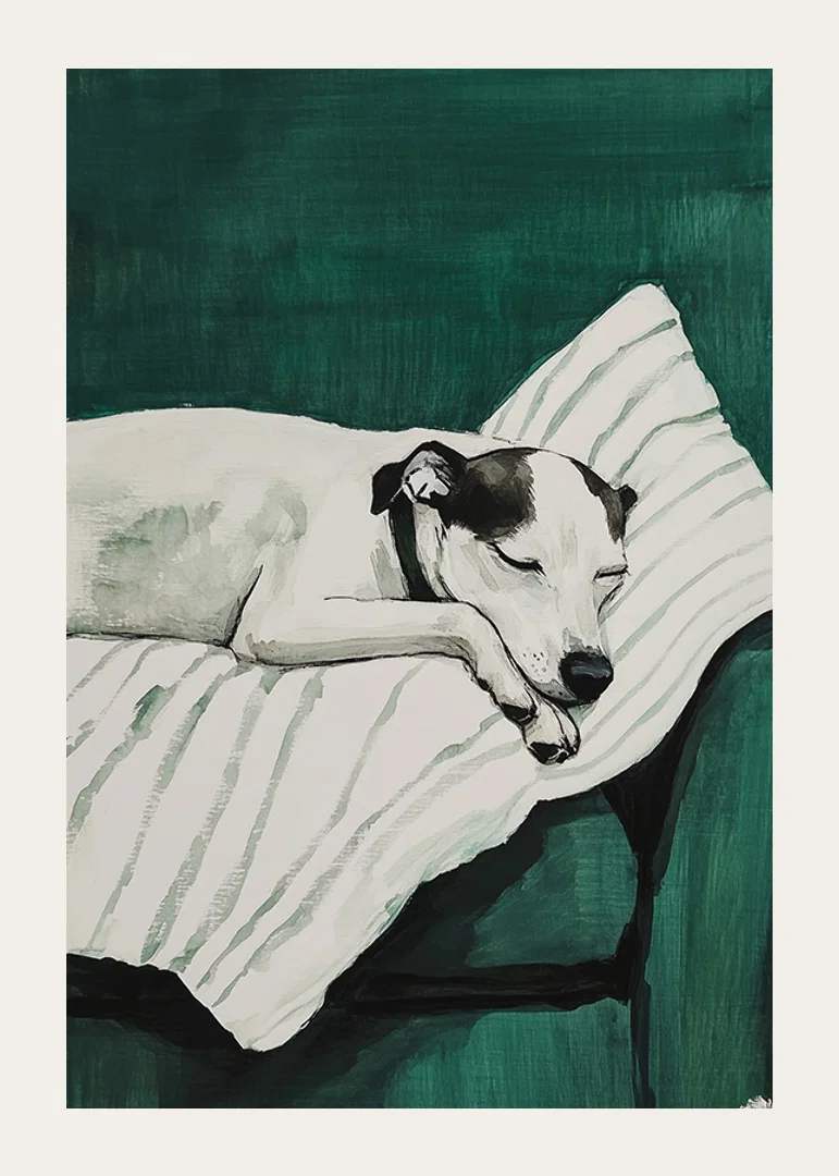 A stylish poster of a sleeping dog-12