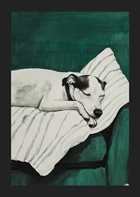 A stylish poster of a sleeping dog-5