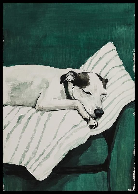 Een stijlvolle poster van een slapende hond-12