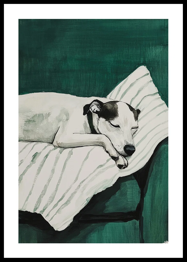 A stylish poster of a sleeping dog-12