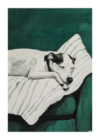 Een stijlvolle poster van een slapende hond-1