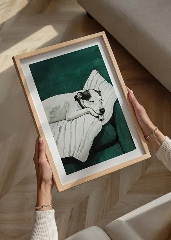 A stylish poster of a sleeping dog-12