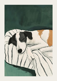 En poster av en sovande terrier som skapar lugn i ditt hem-3
