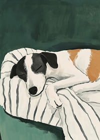 En poster av en sovande terrier som skapar lugn i ditt hem-7