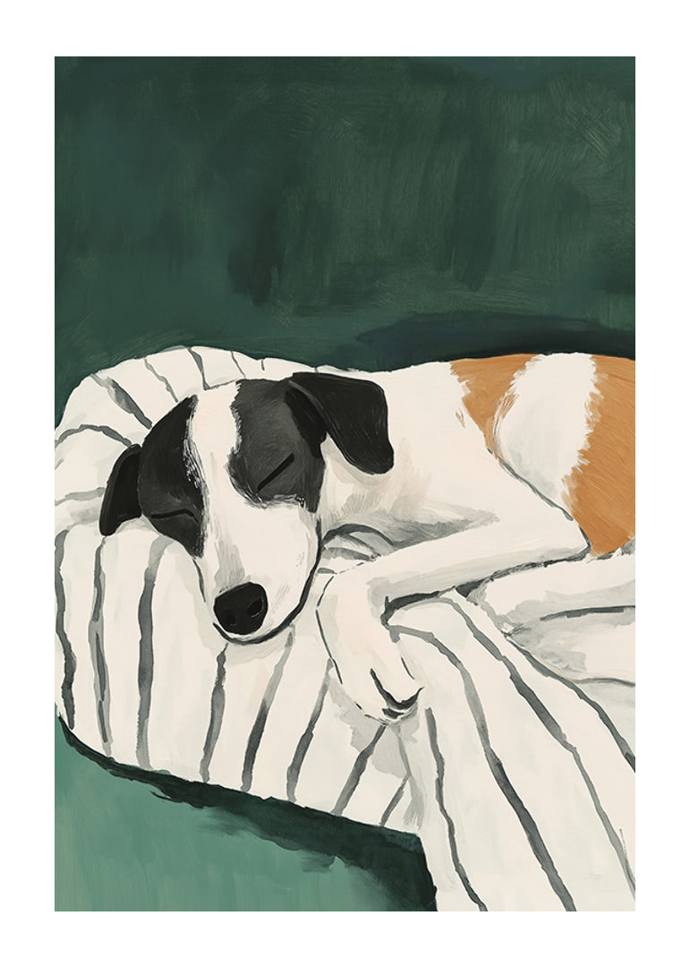 En poster av en sovande terrier som skapar lugn i ditt hem-12