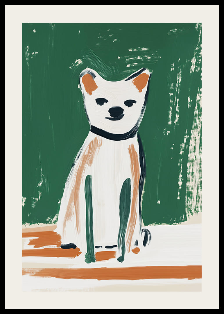 Een stijlvolle en speelse poster van een abstracte hond-12