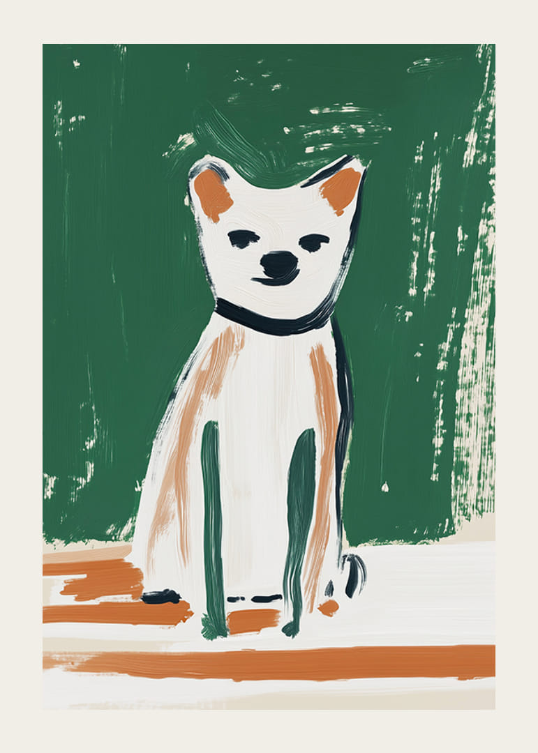 Een stijlvolle en speelse poster van een abstracte hond-12