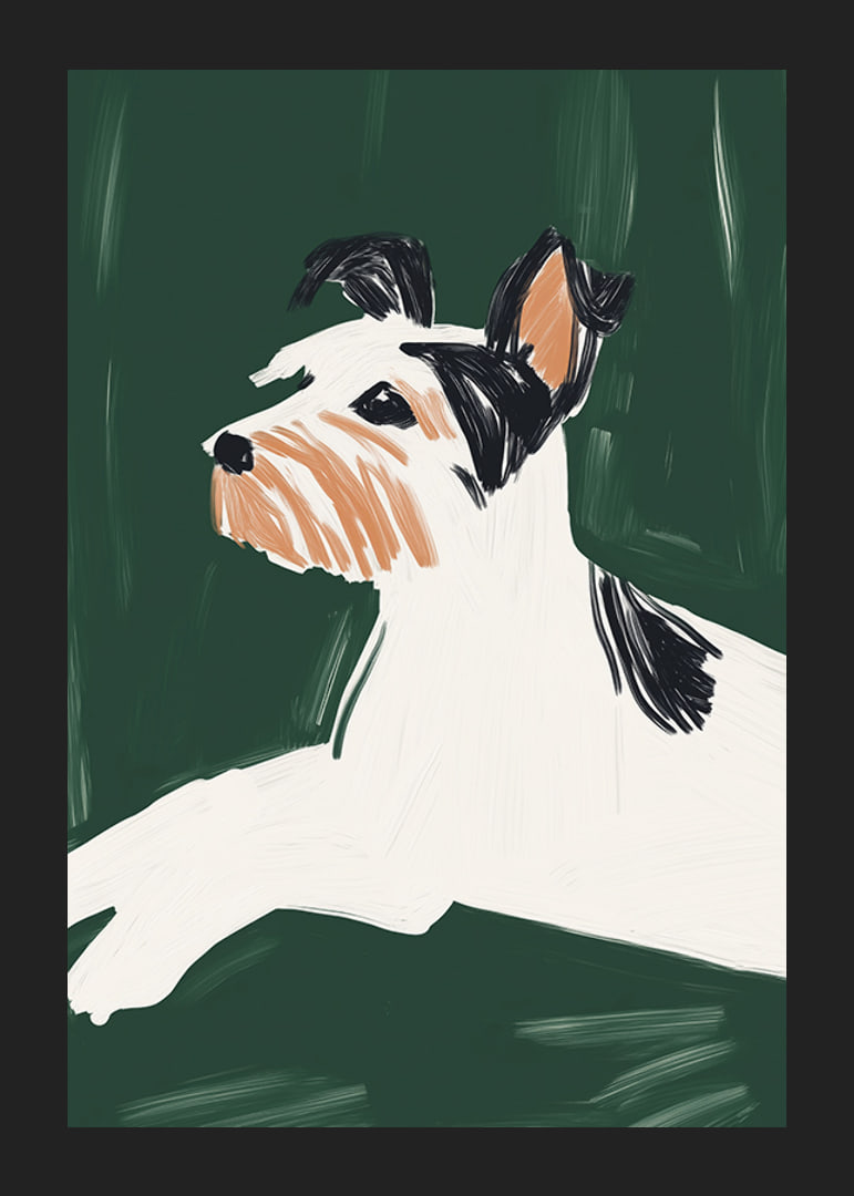 Un poster elegant cu un câine într-un design minimalist-12