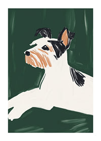 Un poster elegant cu un câine într-un design minimalist-1