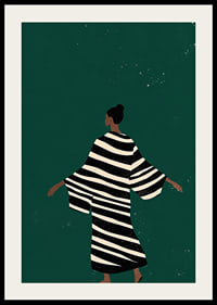 A stylish poster of a figure in a striped kimono-2